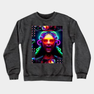 Neon Cyberpunk Urban Pop Girl Crewneck Sweatshirt